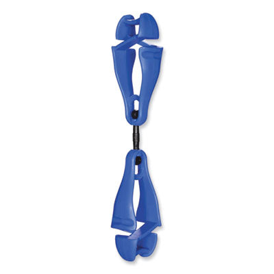 ergodyne® Squids® 3420 Dual Clip Swivel Glove Clip Holder, 1 x 0.6 x 5.5, Acetal Copolymer, Blue, 100/Pack Glove Grabbers - Office Ready