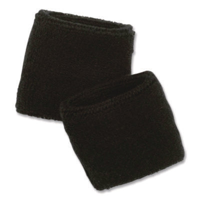 ergodyne® Chill-Its 6500 Wrist Terry Cloth Sweatband, Cotton Terry, One Size Fits Most, Black Sweatbands - Office Ready