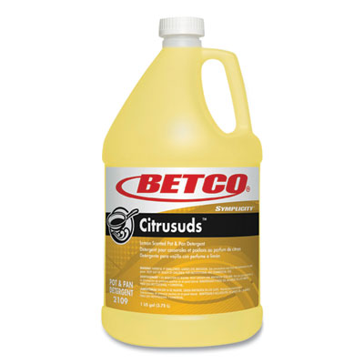 Betco® Symplicty™ Citrusuds Manual Dishwashing Detergent, Lemon Scent, 1 gal Bottle, 4/Carton Manual Dishwashing Detergents - Office Ready