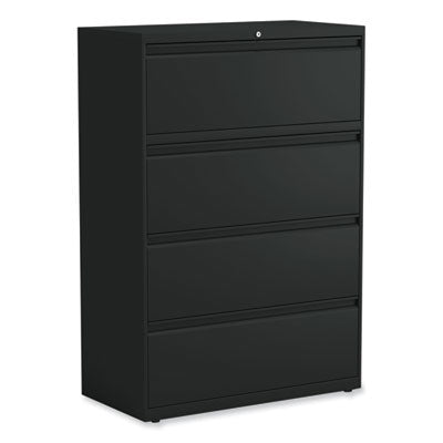 Alera® Lateral File, 4 Legal/Letter-Size File Drawers, Black, 36