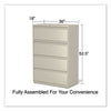 Alera® Lateral File, 4 Legal/Letter-Size File Drawers, Putty, 36" x 18.63" x 52.5" Lateral File Cabinets - Office Ready