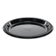 Pactiv Evergreen Meadoware Impact Plastic Dinnerware, Plate, 8.9" dia, Black, 400/Carton