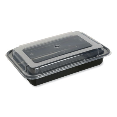 GEN Microwavable Food Container with Lid, Rectangular, 32 oz, 8.81 x 6.02 x 2.24, Black/Clear, Plastic, 150/Carton Takeout Food Containers - Office Ready