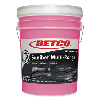 Betco® Symplicity™ Sanibet™ Multi-Range Sanitizer Disinfectant Deodorizer, 5 gal Pail Disinfectants/Sanitizers - Office Ready