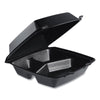 Dart® Insulated Foam Hinged Lid Containers, 3 Compartments, 7.96 x 3.2 x 8.36, Black, 200/Carton Takeout Food Containers - Office Ready