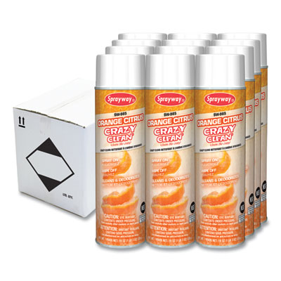 Sprayway® Orange Citrus Crazy Clean, Orange Scent, 19 oz Aerosol Spray, Dozen Multipurpose Cleaners - Office Ready
