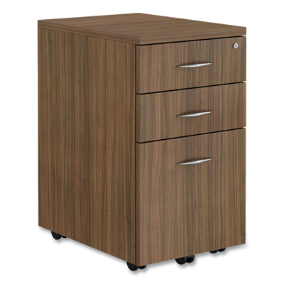 Alera® Alera® Valencia Series Mobile Box/Box/File Pedestal File, Left/Right, 3-Drawer: Box/Box/File, Legal/Letter, Walnut, 15.88 x 20.5 x 28.38 Vertical Desk Pedestals - Office Ready