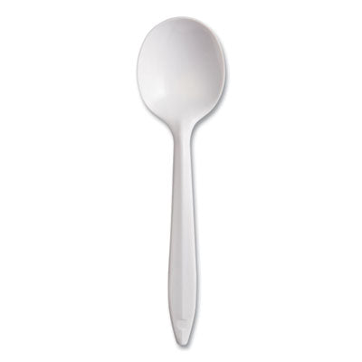 Dart® Style Setter Mediumweight Plastic Cutlery, Soup Spoon, White, 1,000/Carton Disposable Soup Spoons - Office Ready