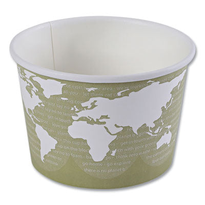 Eco-Products® World Art™ PLA-Laminated Soup Containers, 16 oz, 4.05 Diameter x 3 h, Seafoam, Paper, 25/Pack, 20 Packs/Carton Takeout Food Containers - Office Ready