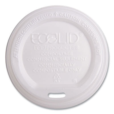 Eco-Products® EcoLid® Hot Cup Lid, PLA, Fits 10 oz to 20 oz Hot Cups, 50/Pack, 16 Packs/Carton Hot Cup Lids - Office Ready