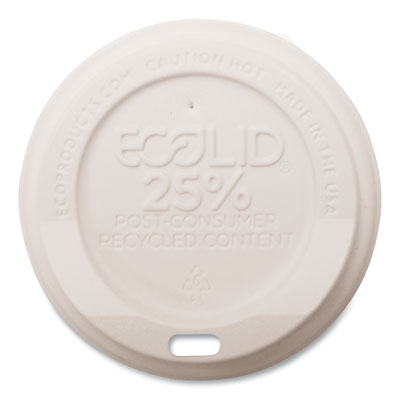 Eco-Products® EcoLid® 25% Recycled Content, Fits 8 oz Hot Cups, Plastic, White, 100/Pack, 10 Packs/Carton Hot Cup Lids - Office Ready