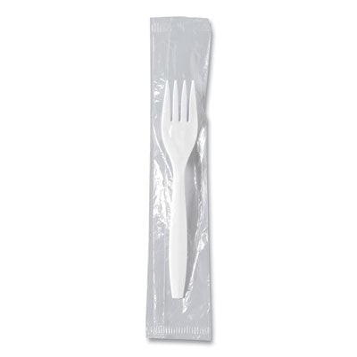 SOLO® Regal™ Mediumweight Cutlery, Individually Wrapped, Fork, Plastic, White, 1,000/Carton Disposable Forks - Office Ready