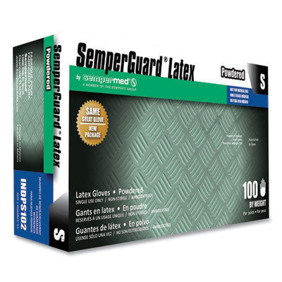 SemperGuard® Latex Gloves, Cream, Small, 100/Box, 10 Boxes/Carton Disposable Work Gloves, Latex - Office Ready