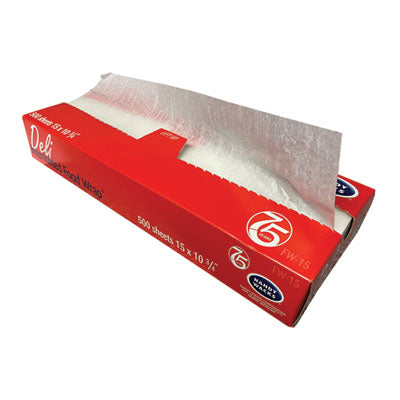 Handy Wacks© Interfolded Food Wrap Deli Sheets, 10.75 x 15, 500 Box, 12 Boxes/Carton Wax Paper - Office Ready