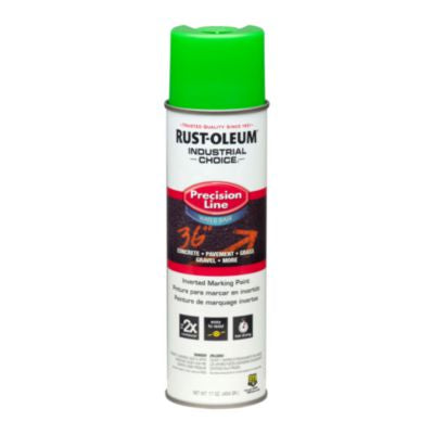 Rust-Oleum® Industrial Choice M1800 System Water-Based Precision Line Marking Paint, Fluorescent Green, 17 oz Aerosol Can, 12/Carton Marking Paints - Office Ready