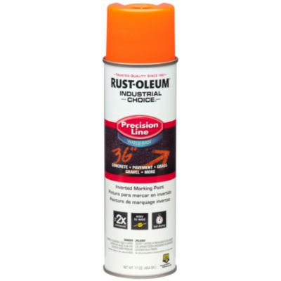 Rust-Oleum® Industrial Choice® M1800 System Water-Based Precision Line Marking Paint, Flat Fluorescent Orange, 17 oz Aerosol Can, 12/Carton Marking Paints - Office Ready