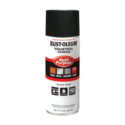 Rust-Oleum® Industrial Choice 1600 System Multi-Purpose Enamel Spray Paint, Ultra-Flat Black, 12 oz Aerosol Can, 6/Carton Specialty Paints & Primers - Office Ready