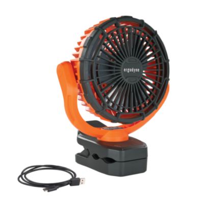 ergodyne® Chill-Its 6090 Rechargeable Portable Jobsite Fan, 9.5, Orange/Black USB Desktop Fans - Office Ready
