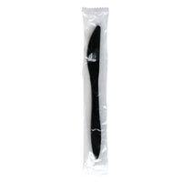 Boardwalk® Mediumweight Wrapped Polypropylene Cutlery, Knife, Plastic, Black, 1,000/Carton Disposable Knives - Office Ready