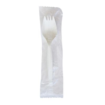 Boardwalk® Mediumweight Wrapped Polypropylene Cutlery, Spork, Plastic, White, 1,000/Carton Disposable Sporks - Office Ready