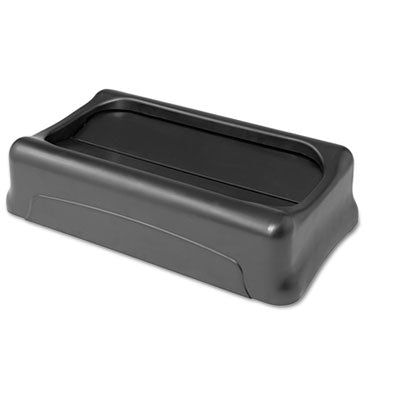 Rubbermaid® Commercial Slim Jim® Swing Lid, 11.38w x 20.5d x 5h, Plastic, Black Waste Receptacle Lids-Swing-Top Lids - Office Ready