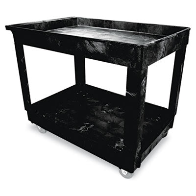 Rubbermaid® Commercial Service/Utility Carts, Two-Shelf, 24w x 40d x 31.25h, Black Carts & Stands-Maintenance Cart - Office Ready