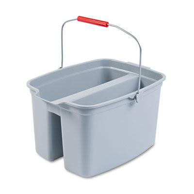 Rubbermaid® Commercial Double Utility Pail, 18 x 14 1/2 x 10, Gray Plastic Buckets/Wringers-Utility Pail - Office Ready