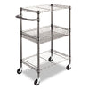 Alera® Three-Tier Wire Cart with Basket, 28w x 16d x 39h, Black Anthracite Carts & Stands-Utility Cart - Office Ready