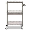 Alera® Three-Tier Wire Cart with Basket, 28w x 16d x 39h, Black Anthracite Carts & Stands-Utility Cart - Office Ready