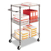 Alera® Three-Tier Wire Cart with Basket, 28w x 16d x 39h, Black Anthracite Carts & Stands-Utility Cart - Office Ready