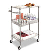 Alera® Three-Tier Wire Cart with Basket, 28w x 16d x 39h, Black Anthracite Carts & Stands-Utility Cart - Office Ready