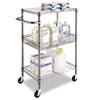 Alera® Three-Tier Wire Cart with Basket, 28w x 16d x 39h, Black Anthracite Carts & Stands-Utility Cart - Office Ready