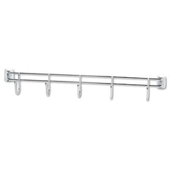 Alera® Wire Shelving Hook Bars, Five Hooks, 24" Deep, Silver, 2 Bars/Pack