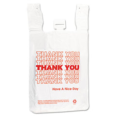 Inteplast Group HDPE T-Shirt Bags, 14 microns, 12" x 23", White, 500/Carton