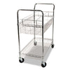 Alera® Carry-all Cart/Mail Cart, Metal, 1 Shelf, 1 Bin, 34.88" x 18" x 39.5", Silver Carts & Stands-Mail Cart - Office Ready