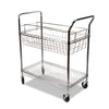 Alera® Carry-all Cart/Mail Cart, Metal, 1 Shelf, 1 Bin, 34.88" x 18" x 39.5", Silver Carts & Stands-Mail Cart - Office Ready