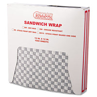 Bagcraft Grease-Resistant Paper Wraps and Liners, 12 x 12, Black Check, 1,000/Box, 5 Boxes/Carton Food Wrap-Paper Wrap - Office Ready