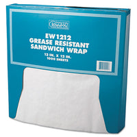 Bagcraft Grease-Resistant Paper Wraps and Liners, 12 x 12, White, 1,000/Box, 5 Boxes/Carton Food Wrap-Paper Wrap - Office Ready