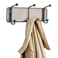 Safco® Onyx™ Mesh Wall Racks, 3 Hook, 14.75w x 3d x 5.5h, Steel/Black Clothes Racks-Wall Hook Racks & Rails - Office Ready