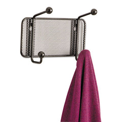 Safco® Onyx™ Mesh Wall Racks, 2-Hook, 8.5w x 3d x 5.5h, Steel/Black