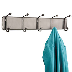 Safco® Onyx™ Mesh Wall Racks, 5 Hook, 26.75w x 3d x 5.5h, Steel/Black