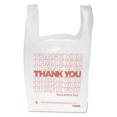 Inteplast Group "Thank You" Handled T-Shirt Bag, 0.167 bbl, 12.5 microns, 11.5" x 21", White, 900/Carton