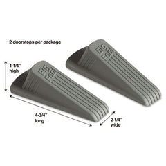 Master Caster® Big Foot® Doorstop, No Slip Rubber Wedge, 2.25w x 4.75d x 1.25h, Gray, 2/Pack