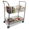 Alera® Carry-all Cart/Mail Cart, Metal, 1 Shelf, 1 Bin, 34.88" x 18" x 39.5", Silver Carts & Stands-Mail Cart - Office Ready