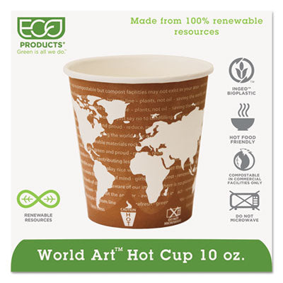 Eco-Products® World Art™ Hot Cups, 10 oz, 50/Pack, 20 Packs/Carton Cups-Hot Drink, Paper - Office Ready