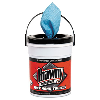 Brawny® Professional Wet Hand Towels, 1-Ply, 8.6 x 12.2, Fresh Scent, Blue, 84/Pail, 6/Carton Hand/Body Wet Wipes - Office Ready