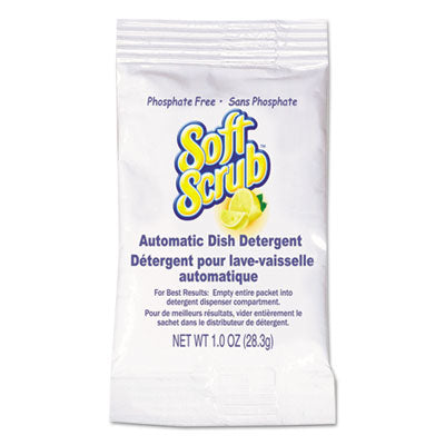 Soft Scrub® Automatic Dish Detergent - Single Use Packaging, Lemon Scent, Powder, 1 oz. Packet, 200/Carton Automatic Dishwasher Detergents - Office Ready