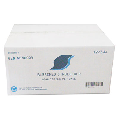 GEN Single-Fold Paper Towels, 9 x 9.45, White, 334/Pack, 12 Packs/Carton Towels & Wipes-Singlefold Paper Towel - Office Ready