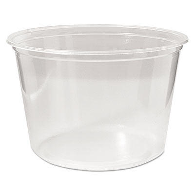 Fabri-Kal® Microwavable Deli Containers, 16 oz, 4.6 Diameter x 3 h, Clear, Plastic, 500/Carton Takeout Food Containers - Office Ready