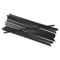Boardwalk® Single-Tube Stir-Straws, 5.25", Polypropylene, Black, 1,000/Pack, 10 Packs/Carton